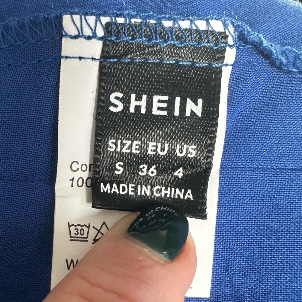 SHEIN✨ Women’s Notched Neck Batwing Sleeve Oversized Blouse 👚💙 Size Small - Picture 9 of 11
